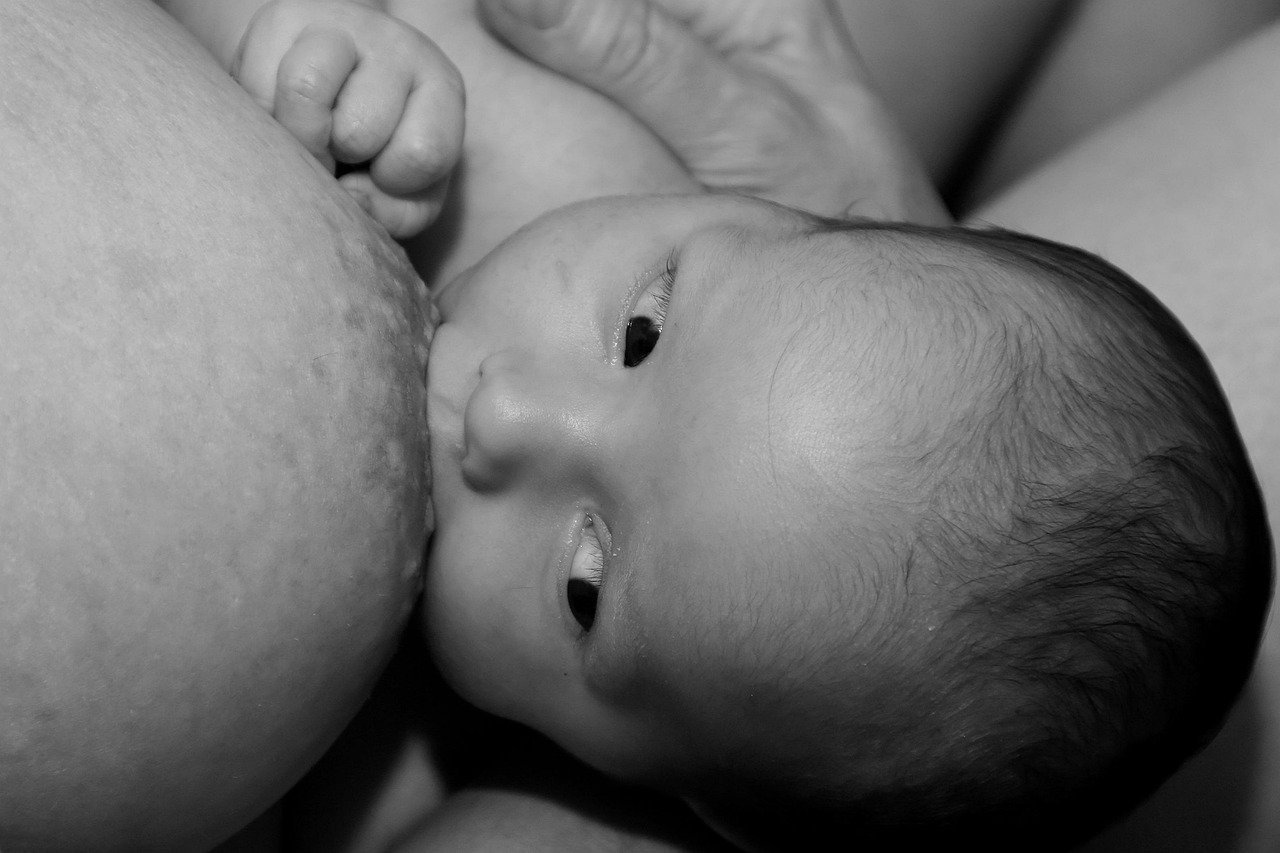 woman, breastfeeding, baby